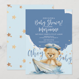  Sailor Bear Boy Baby Shower  Invitation
