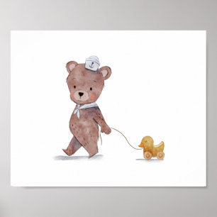 Sailor Bear Nursery Room Wall Art