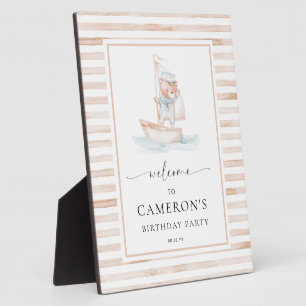 Sailor Bear Tan Stripe Welcome Plaque
