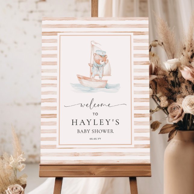 Sailor Bear Tan Stripe Welcome Poster (Creator Uploaded)