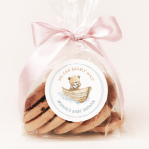 Sailor Bear We Can Bearly Wait Baby Shower Favour Classic Round Sticker