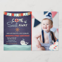 Sailor Birthday Invation Come Sail Away Nautical