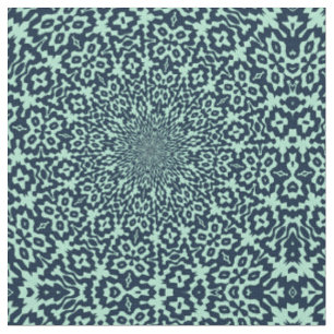 Sailor Blue and Mint Bold Kaleidoscope Pattern Fabric