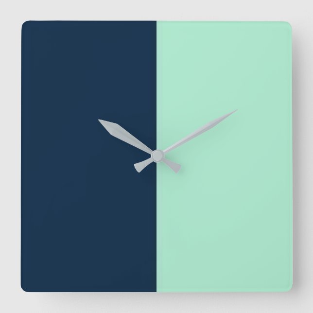 Sailor Blue and Mint Square Wall Clock (Front)