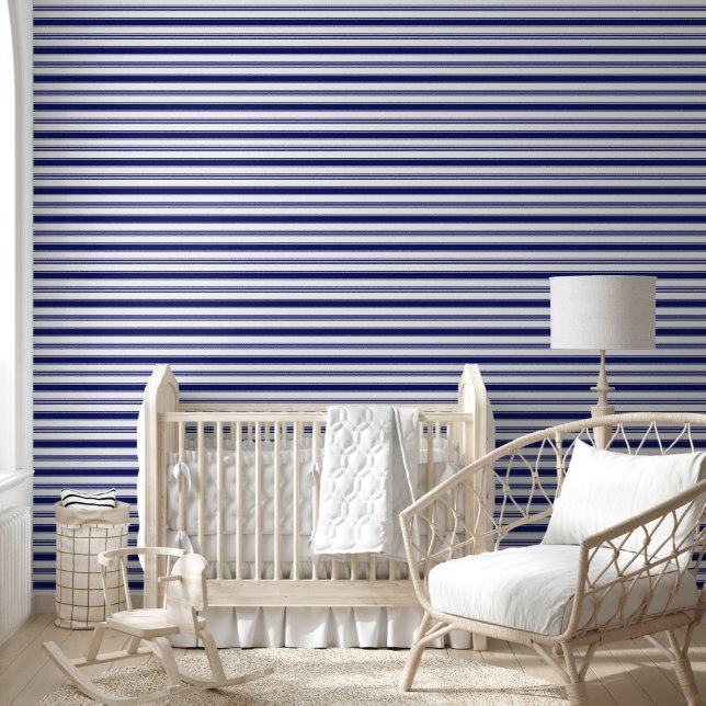 Sailor Blue and White Stripes (medium scale) Wallpaper (Kids)