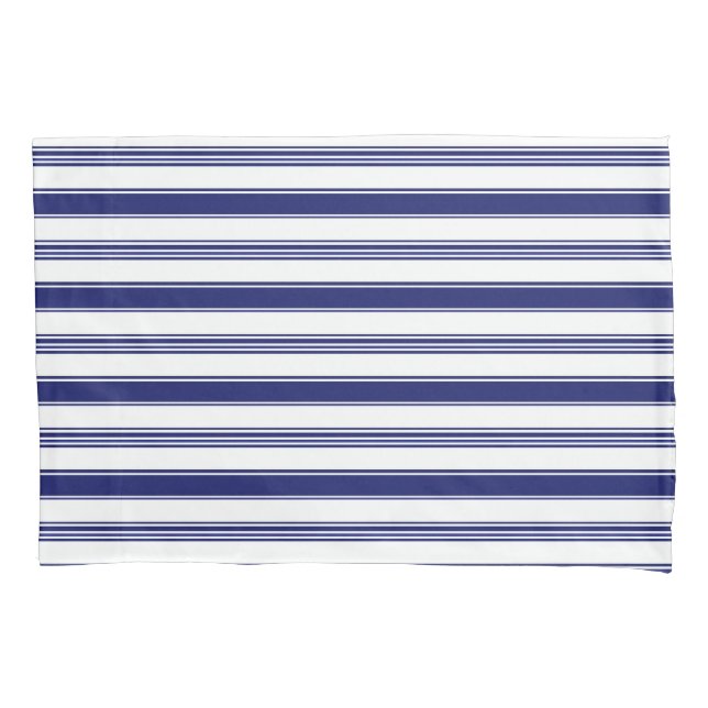 Sailor Blue Horizontal Stripes (large scale) Pillowcase (Front-Left)