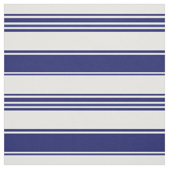 Sailor Blue & White Beach Stripes (large scale) Fabric (Swatch)