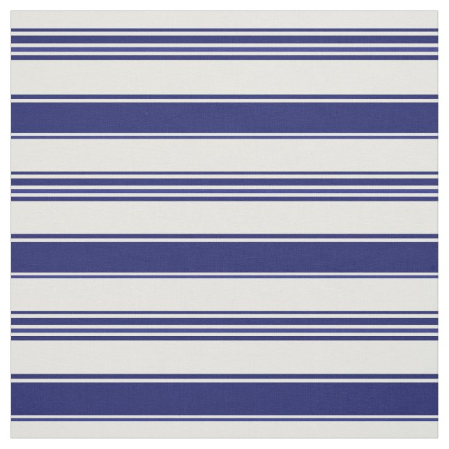Sailor Blue & White Beach Stripes (medium scale) Fabric (Swatch)