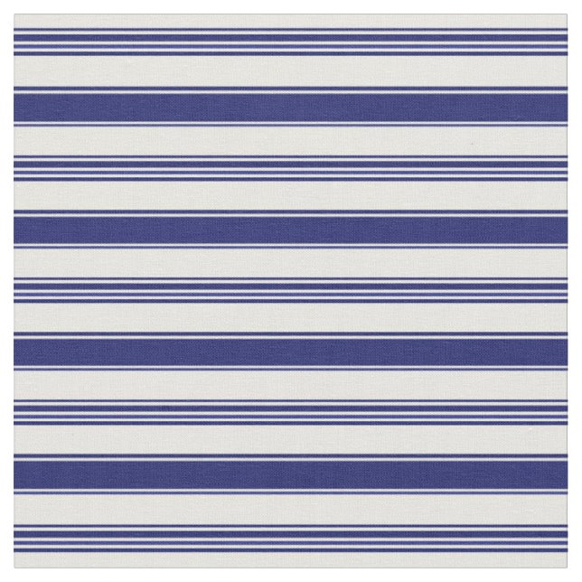 Sailor Blue & White Beach Stripes (small scale) Fabric (Close Up)
