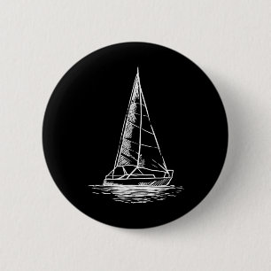 Sailor Boating Anchor - Simple Line Drawing Sailbo 6 Cm Round Badge