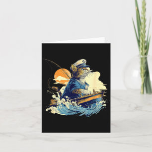 Sailor Cat Captain Boat Fishing Card