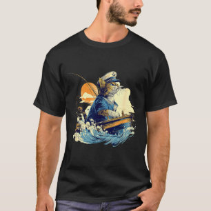 Sailor Cat Captain Boat Fishing T-Shirt