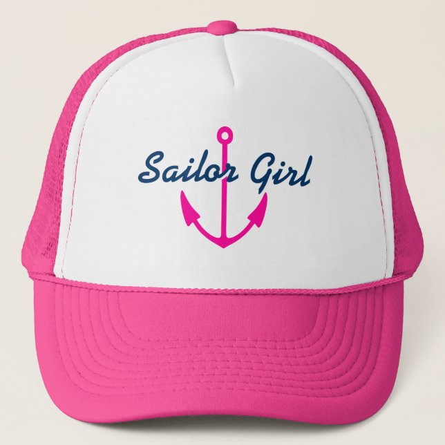 Sailor girl hat with pink boat anchor (Front)
