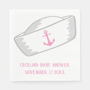 Sailor Hat Girl Nautical Baby Shower Napkin