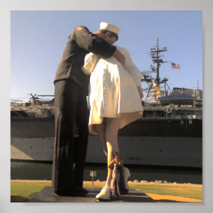 Sailor kissing Nurse in San Diego Print
