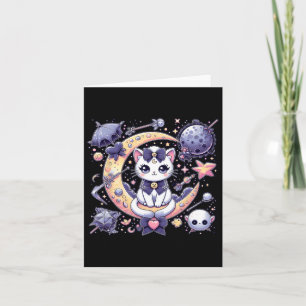 Sailor Meow Cute Moon Cat Space Magic Gothic Hallo Card