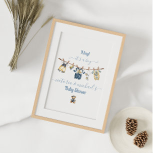 Sailor Nautical Clothesline Baby Shower Welcome Poster