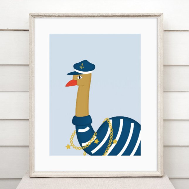 Sailor Ostrich – Scandinavian Nautical Nursery Poster (Creator Uploaded)