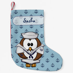 sailor owl small christmas stocking