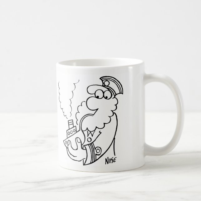 Sailor Puffing on a Ship-Shaped Pipe Coffee Mug (Right)