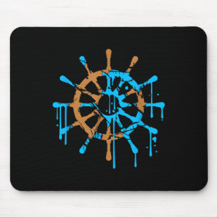 Sailor Ship Steering Wheel Graffiti Drops Sailing  Mouse Pad
