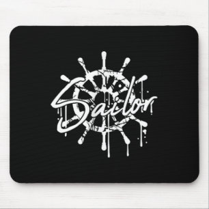 Sailor Ship Steering Wheel Graffiti Drops Sailing  Mouse Pad