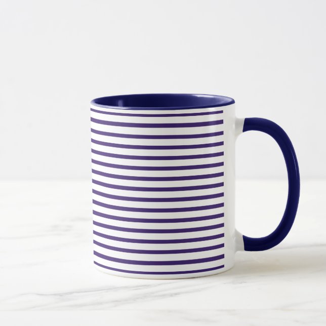 Sailor Stripes - Navy Blue and White Mug (Right)