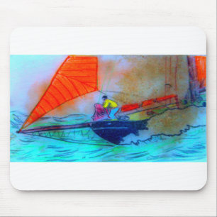 sailor taking in the jib mouse pad