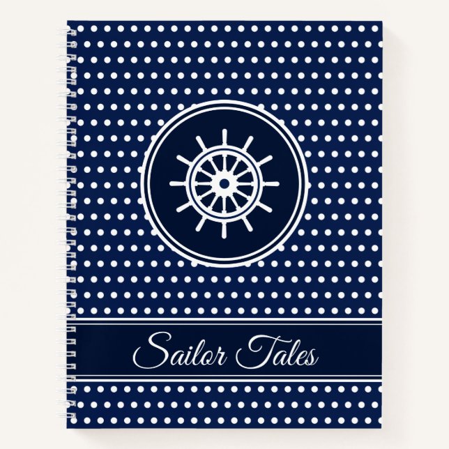 'Sailor Tales' Custom Text Template Maritime Style Notebook (Front)