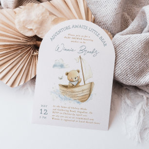 Sailor Teddy Bear Adventure Awaits Baby Shower Invitation