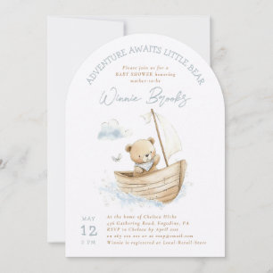 Sailor Teddy Bear Adventure Awaits Baby Shower Invitation