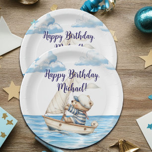 Sailor Teddy Bear Birthday Paper Plate