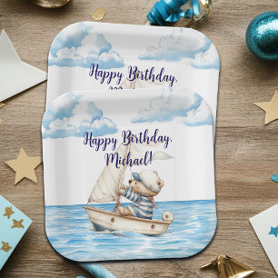 Sailor Teddy Bear Birthday Party Paper Plate