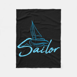 Sailor Text Logo Sail Crew Fun Ship Boat Symbol Te Fleece Blanket