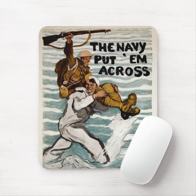 Sailor Wading As He Carries A Soldier On Shoulder Mouse Pad (With Mouse)