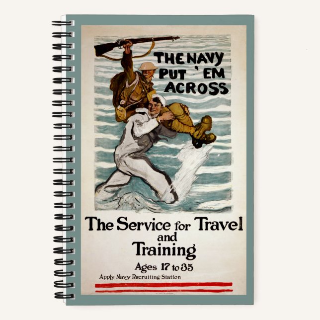 Sailor Wading As He Carries A Soldier On Shoulder Notebook (Front)