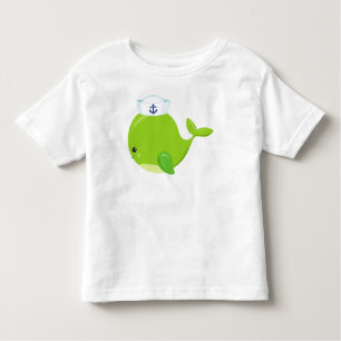 Sailor Whale, Cute Whale, Baby Whale, Green Whale Toddler T-Shirt
