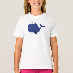 Sailor Whale, Little Whale, Cute Whale, Blue Whale T-Shirt