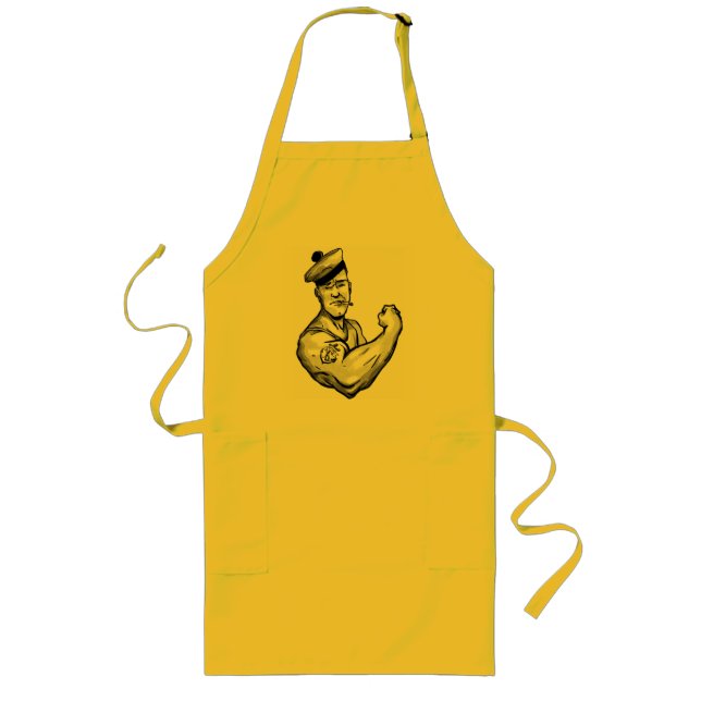SAILOR WITH ANCHOR TATTOO LONG APRON (Front)