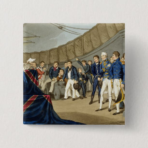 Sailors at Prayer on Board Lord Nelson's Ship 15 Cm Square Badge