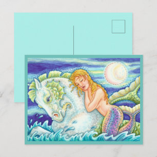 SAILOR'S FANTASY MERMAID RIDING MERHORSE, SEAHORSE POSTCARD