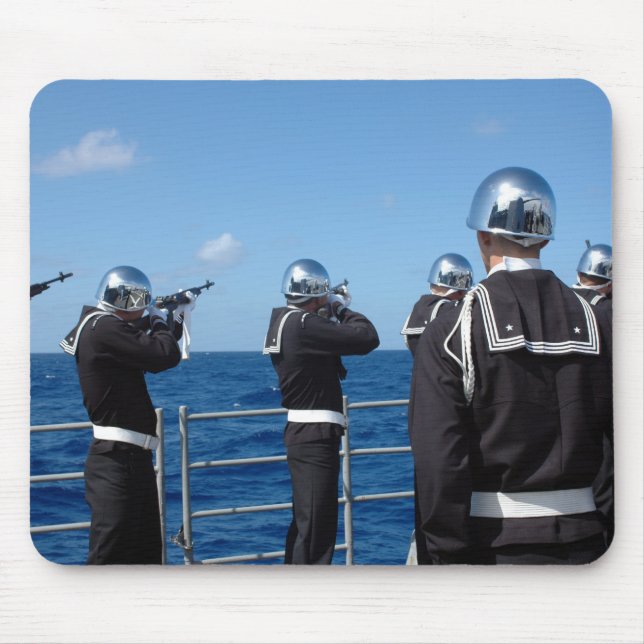 Sailors fire a gun salute during a burial-at-se mouse pad (Front)