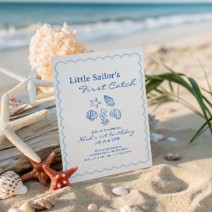 Sailor's First Catch 1st Birthday Coastal Invite