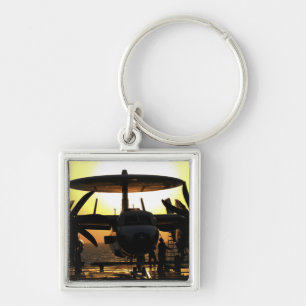 Sailors work on an E-2C Hawkeye aircraft Key Ring