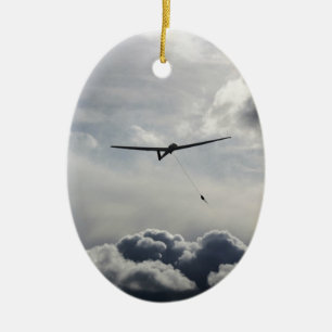 Sailplane Launching Ceramic Ornament