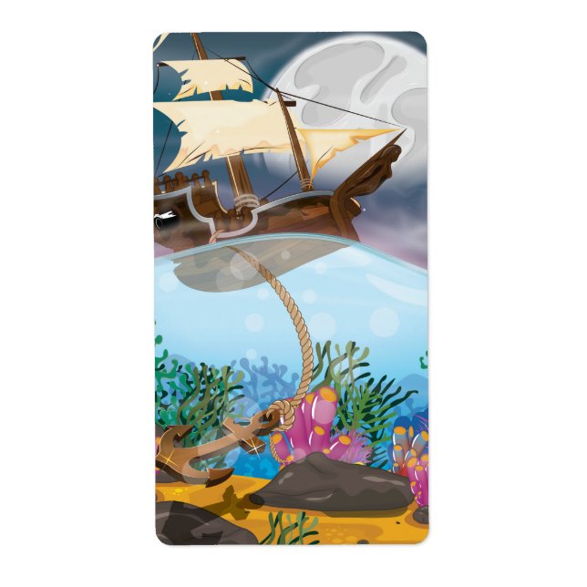 Sails ship dropping anchor (Front)
