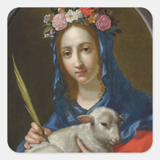 Saint Agatha (by Cesare Dandini) Square Sticker (Front)