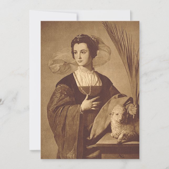 Saint Agnes by Alonso Cano Holiday Card (Front)
