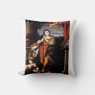 Saint Agnes by Domenico Zampieri Cushion