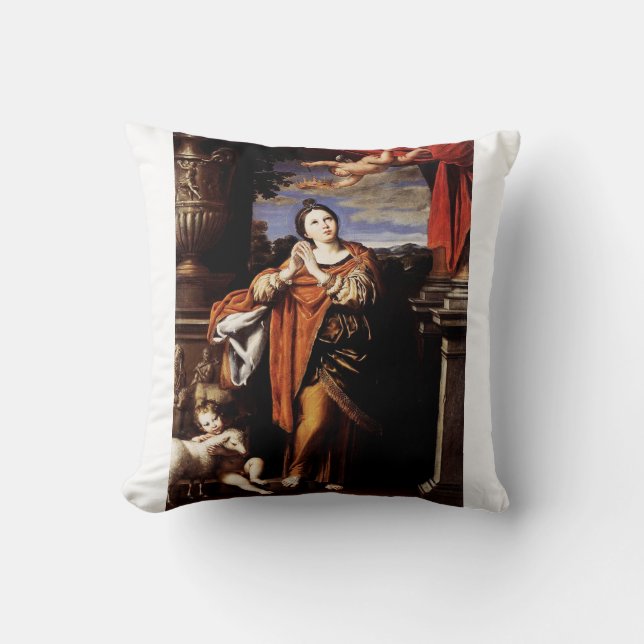 Saint Agnes by Domenico Zampieri Cushion (Front)
